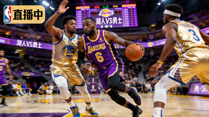 NBA篮球比赛直播画面 - 湖人队与勇士队激烈对抗